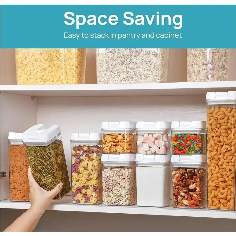 Airtight Food Storage Containers, 7 PC Set, BPA Free, Plastic Cereal Organizer